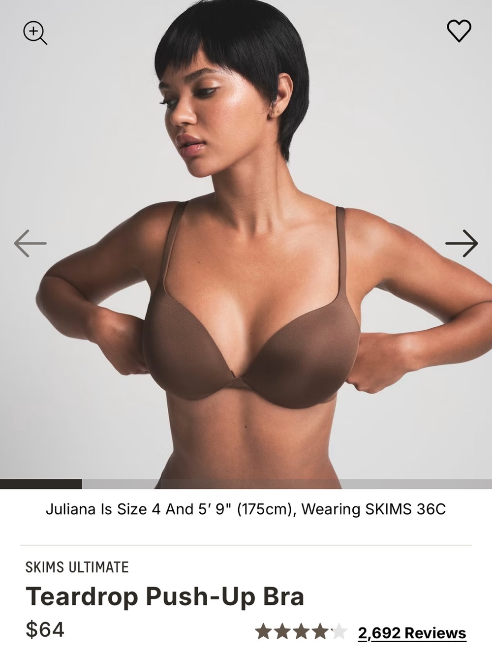 SKIMS ULTIMATE Teardrop Push-Up Bra 34DD Brand New W Tags!!